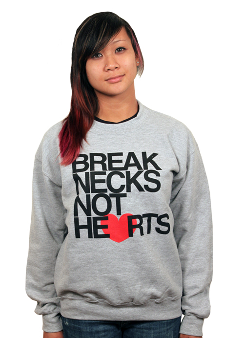 Break Necks Not Hearts Crewneck Sweatshirt in Sports Gray